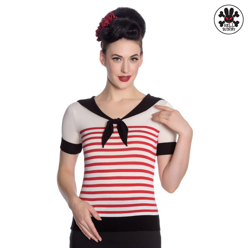 HELL BUNNY Coco Top red/ white XS