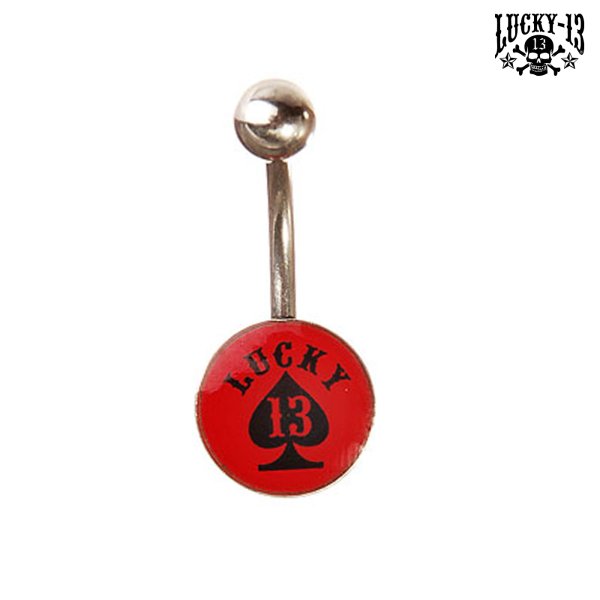 LUCKY 13 Belly Piercing Spades 13 red