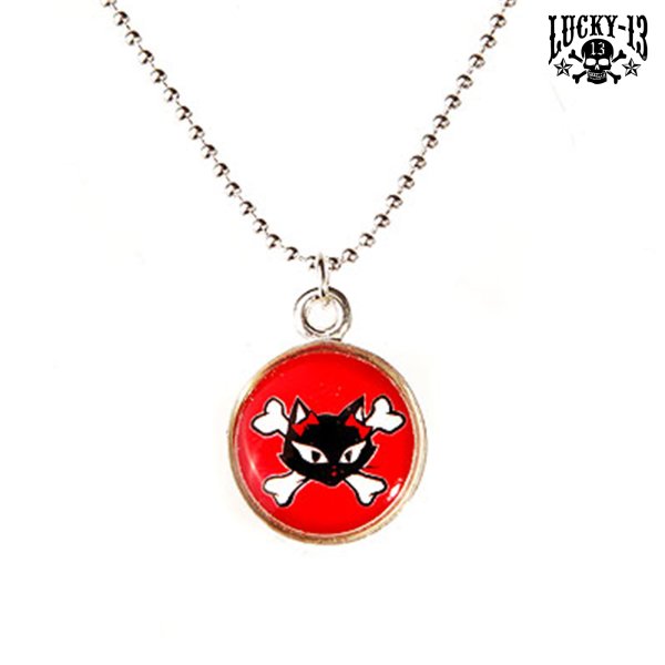 LUCKY 13 Necklace with Kitty Pendant