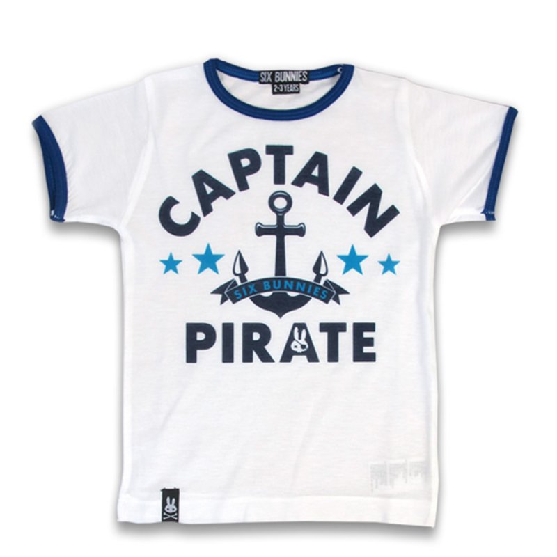 SIX BUNNIES Kinder T-Shirt Captain Pirate white