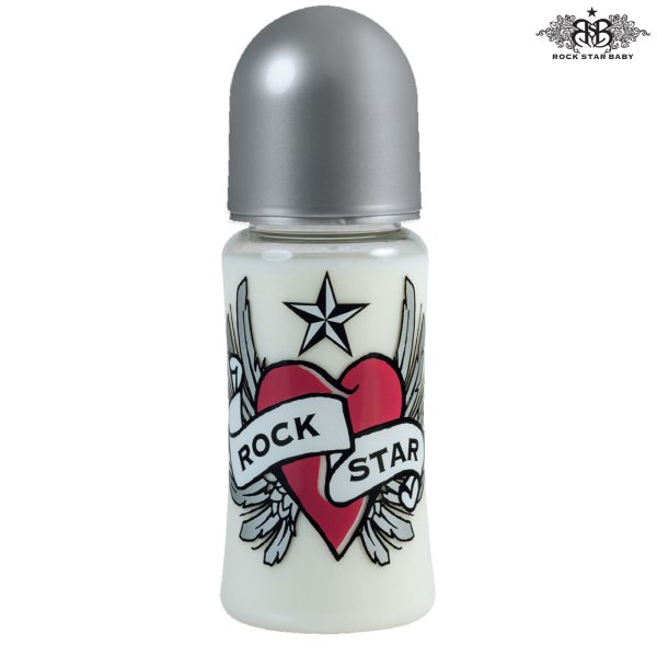 Rock Star Baby Glas- Flasche Heart & Wings 230 ml