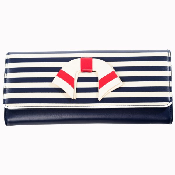 Banned Vintage Nautical Geldbörse Tasche Clutch navy/ stripes