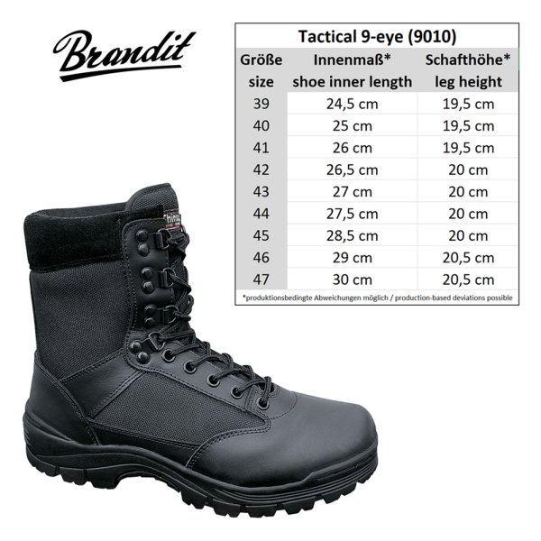 BRANDIT Tactical Boots 9-eye black