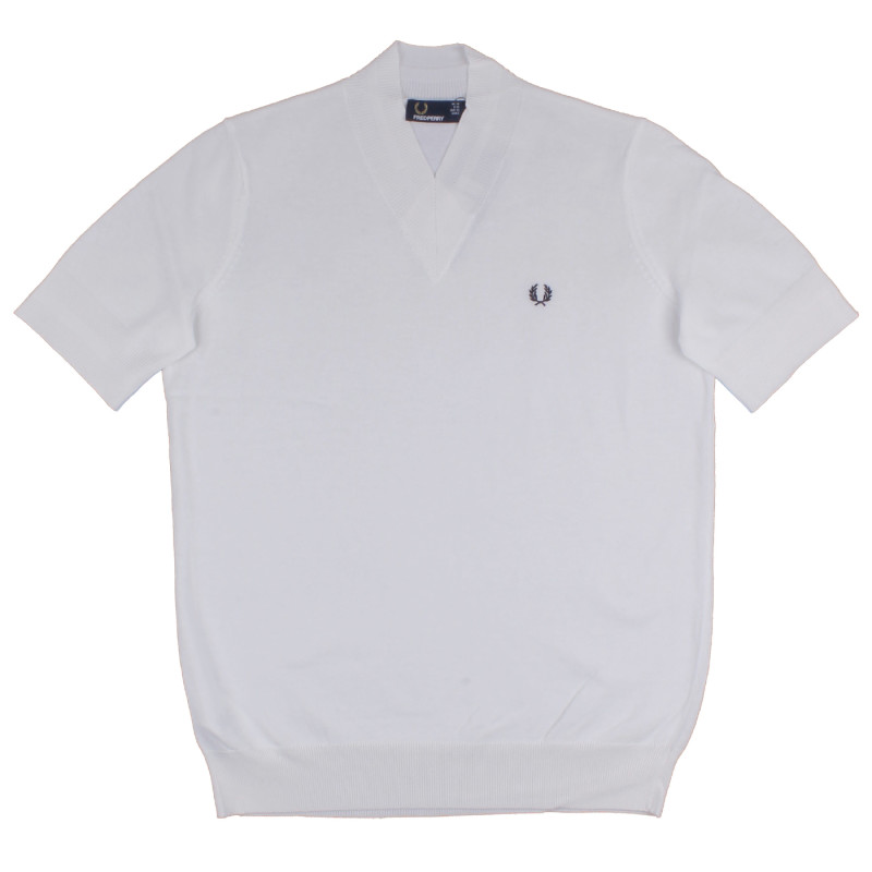 FRED PERRY Tennis V- Neck Jumper white L