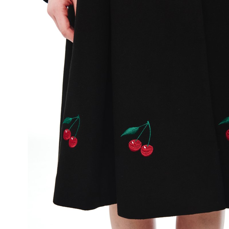 PUSSY DELUXE Cherries Long Coat black