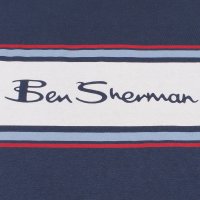 BEN SHERMAN Chest Stripe Logo Print Tee dark navy