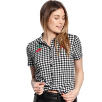 PUSSY DELUXE Plaid Short Girl Blouse allover