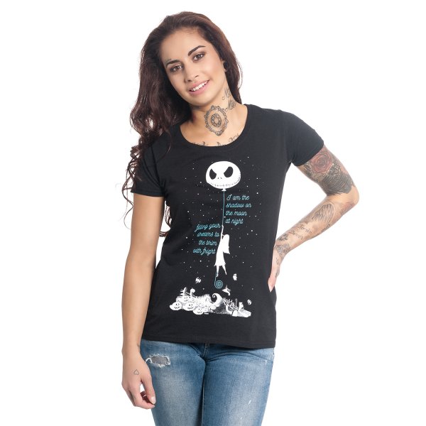 Nightmare Before Christmas Shadow On The Moon Tee for Women black