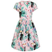 HELL BUNNY Toucan Mid Dress pink