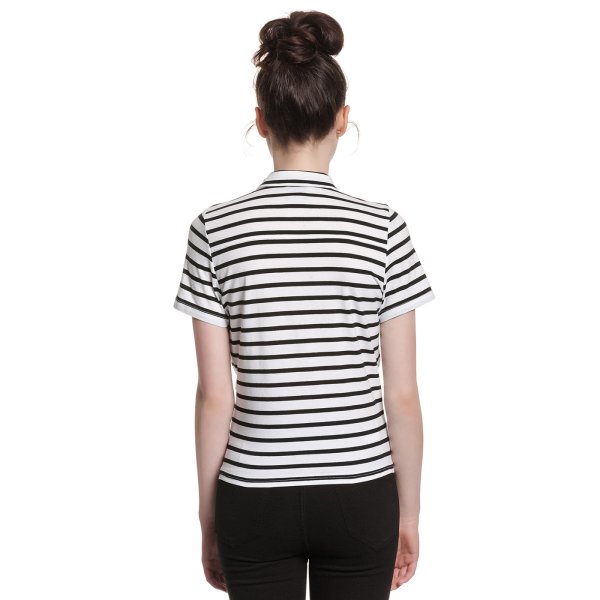 PUSSY DELUXE Revival Stripes Short Girl Blouse black/white