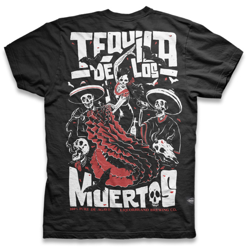 LIQUOR BRAND Men Shirt Tequila De Los Muertos black 2XL
