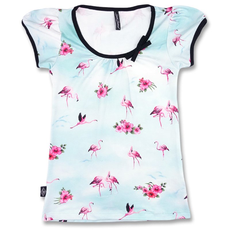 LIQUOR BRAND Girl Shirt Flamingos blue L