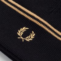 FRED PERRY Twin Tipped Merino Woll Beanie black/ champagne