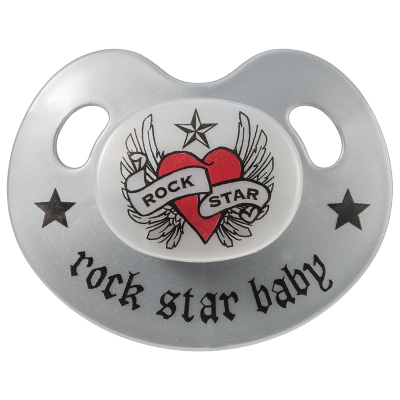 ROCK STAR BABY Schnuller Heart & Wings silber 0-6 Monate