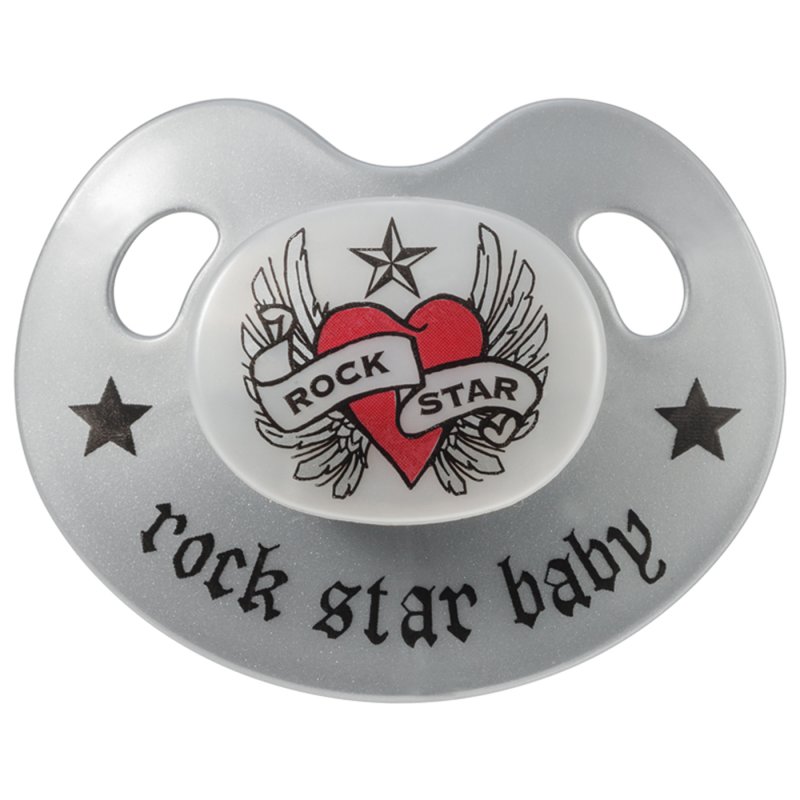 ROCK STAR BABY Pacifier Heart & Wings silver 6-18 Monate