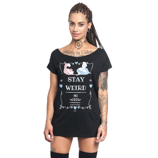 Alice in Wonderland Stay Weird Women T-Shirt black