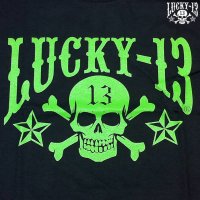 Lucky 13 T-Shirt "Skull & Stars green"