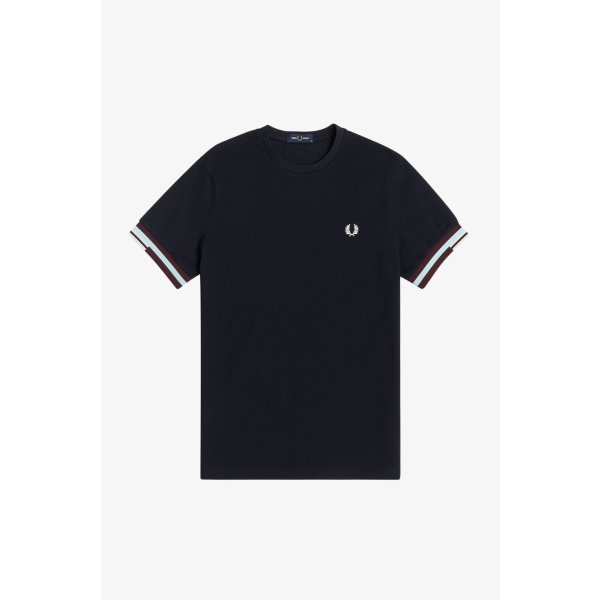 FRED PERRY Abstract Cuff T-Shirt navy