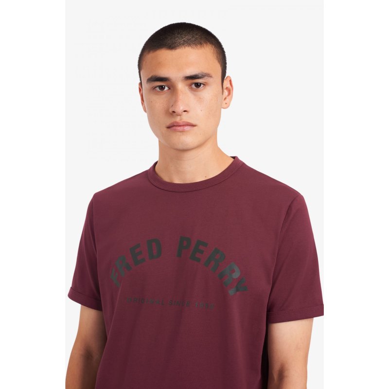 FRED PERRY Arch Branded T-Shirt mahogany