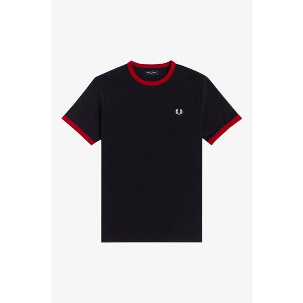 FRED PERRY Ringer T-Shirt navy/ blood
