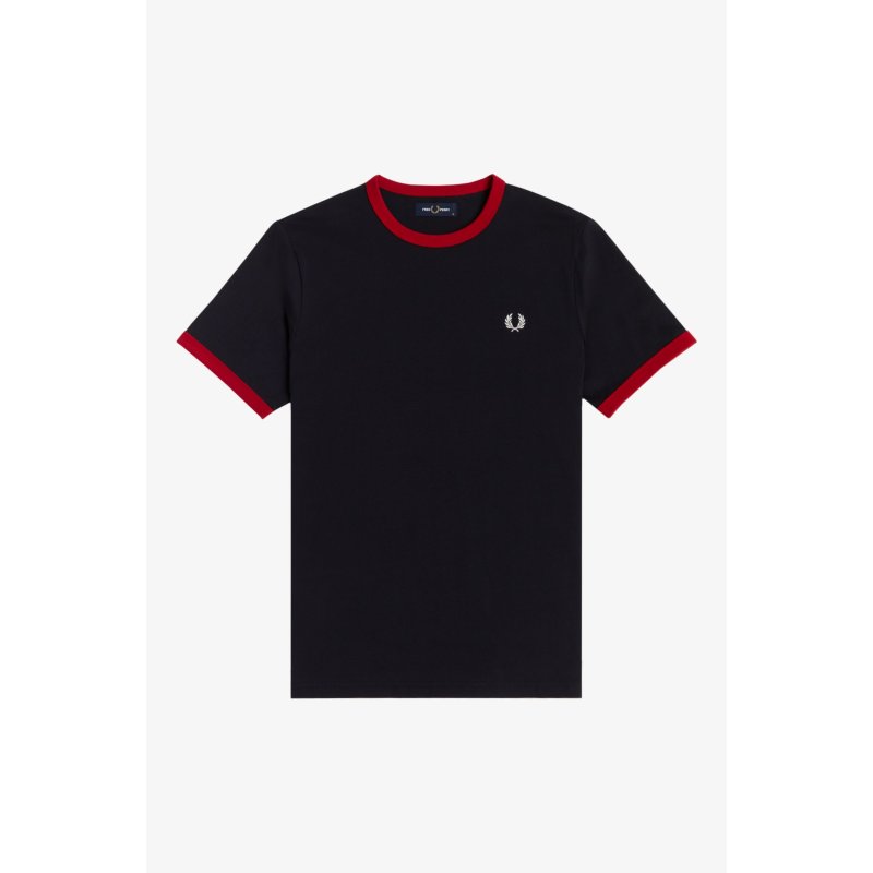 FRED PERRY Ringer T-Shirt navy/ blood 2XL