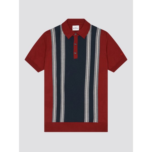 BEN SHERMAN Mod Stripe Polo Shirt red