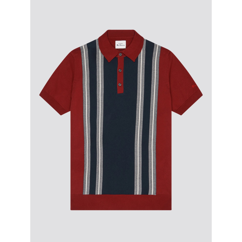 BEN SHERMAN Mod Stripe Polo Shirt red M