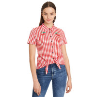PUSSY DELUXE Red Plaid Kurzarmbluse M