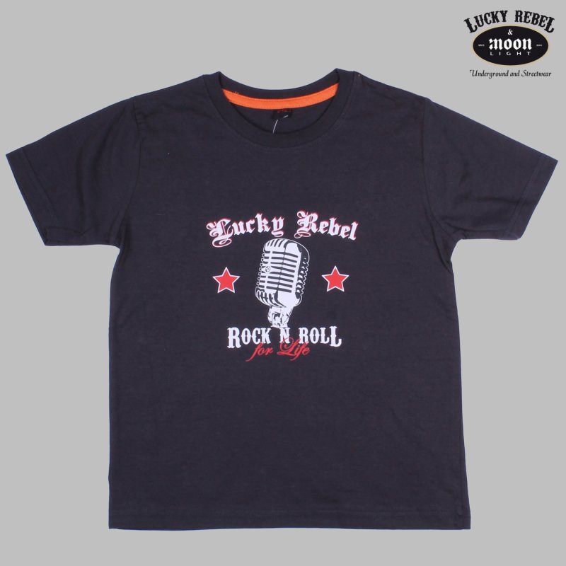 Lucky Rebel Kids T-Shirt Rock n Roll vintage black