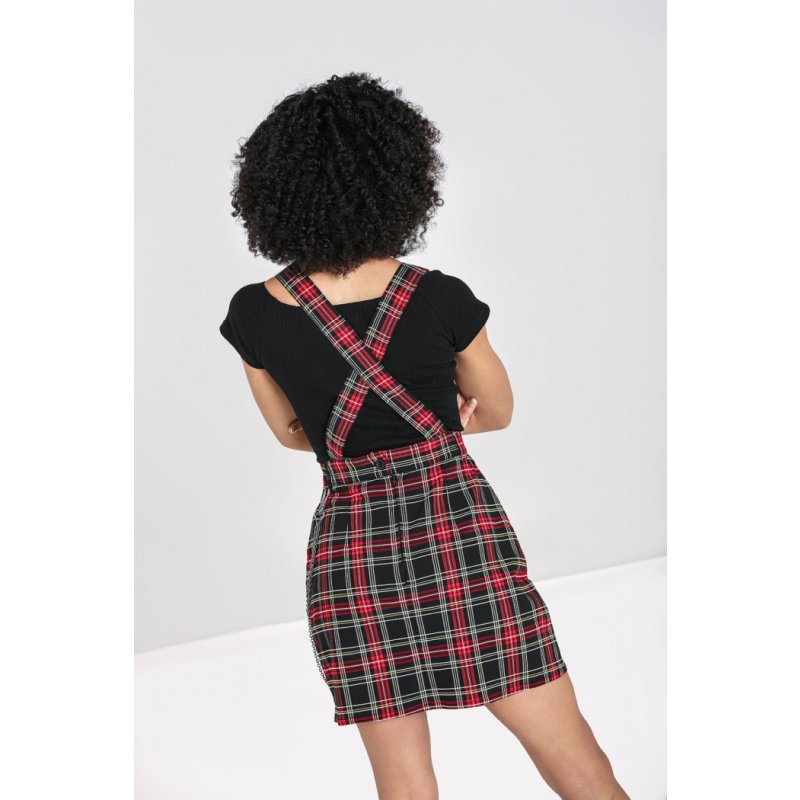 HELL BUNNY Clash Pinafore Dress black/red