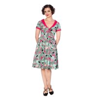 BANNED Sweet Flamingos Fit & Flare Dress tropical green XS
