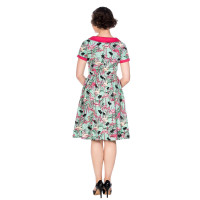 BANNED Sweet Flamingos Fit & Flare Dress tropical green XS