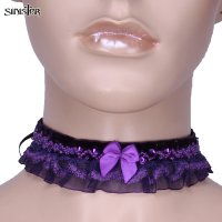 Sinister choker with paillettes in purple