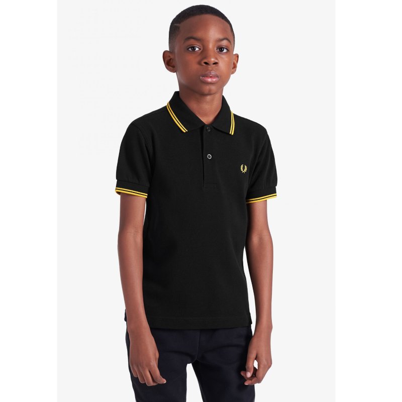 FRED PERRY Kids Twin Tipped Polo Shirt black/new/yellow