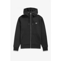 FRED PERRY Hooded Zip-Through Sweatshirt black
