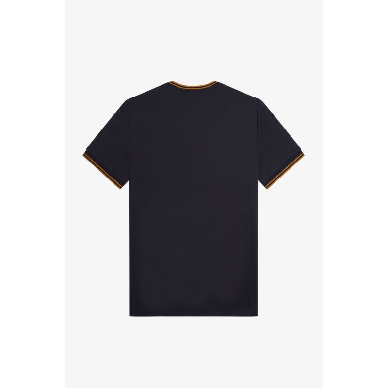 FRED PERRY T-Shirt mit Doppelstreifen marineblau