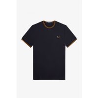FRED PERRY T-Shirt mit Doppelstreifen navy  dark caramel