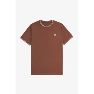 FRED PERRY Twin Tipped T-Shirt whisky brown