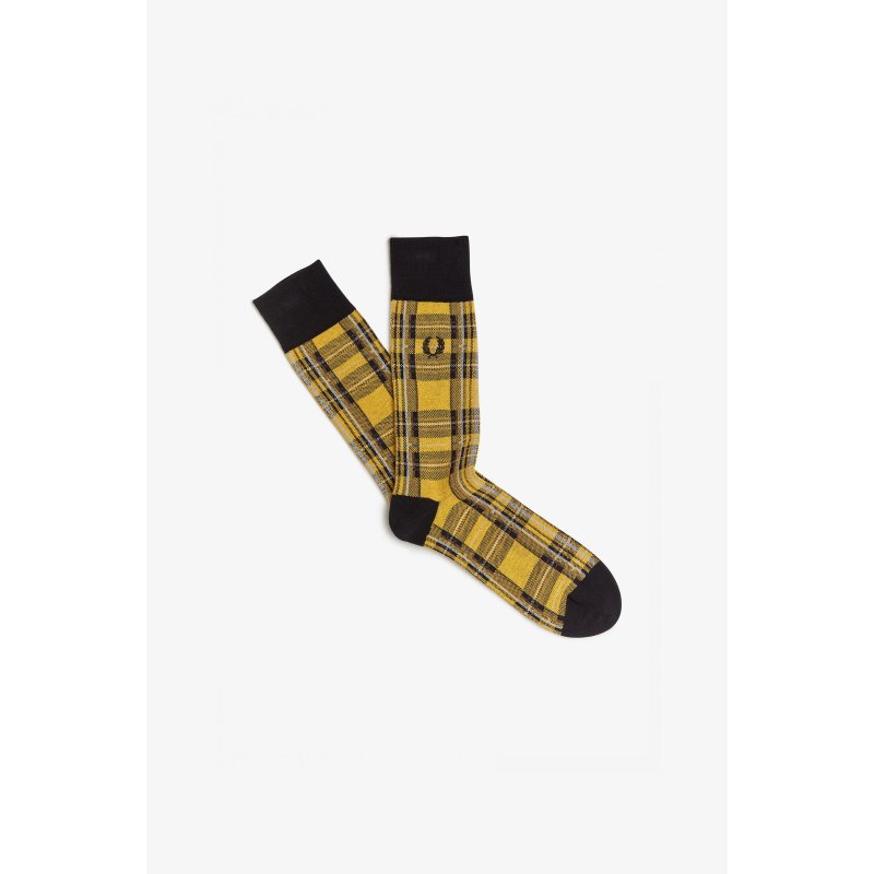 FRED PERRY Stewart Tartan Socks chrome yellow 39-42