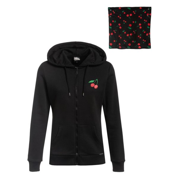 PUSSY DELUXE Stay Safe Cherry Mask Hooded Zip-Jacket female black
