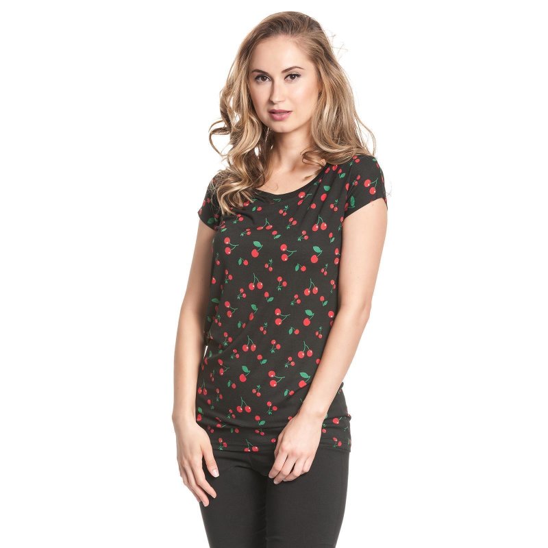 PUSSY DELUXE Cherries Loose Shirt female black allover