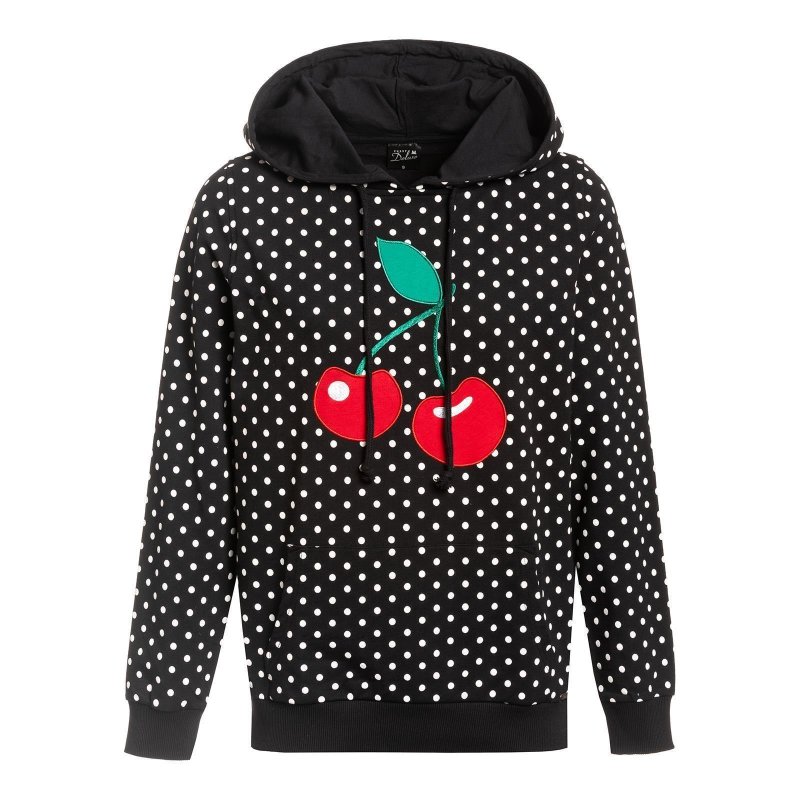 PUSSY DELUXE Big Cherry Girl Hoodie black allover