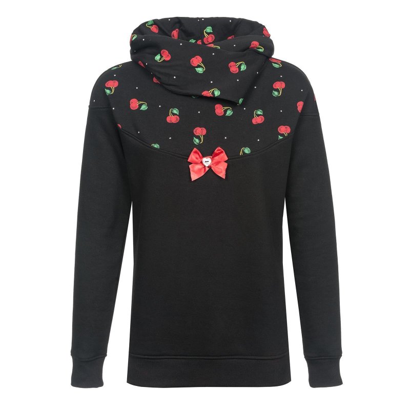 PUSSY DELUXE Cherry Bomb Shawl Hoodie black allover