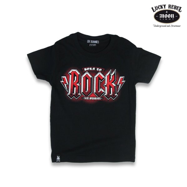 SIX BUNNIES Kinder T-Shirt Born To Rock black