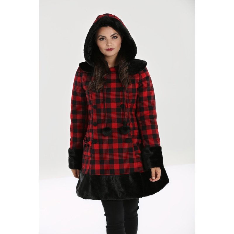 HELL BUNNY Katie Coat black/ red 2XL