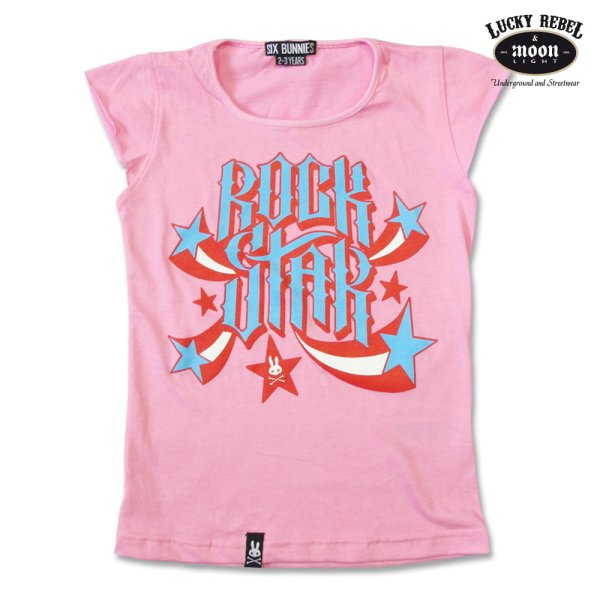 SIX BUNNIES Kids T-Shirt Rock Star pink