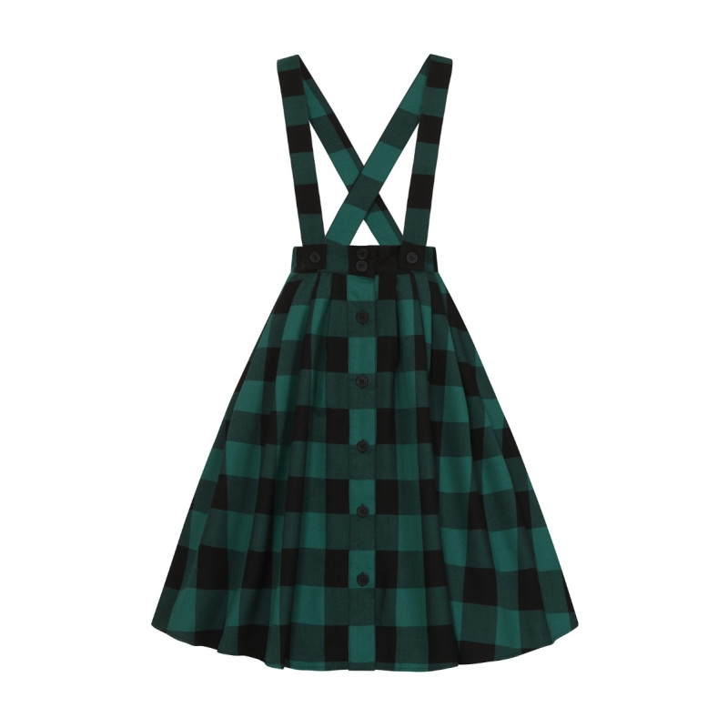 HELL BUNNY Teen Spirit Pinafore Skirt black/green S
