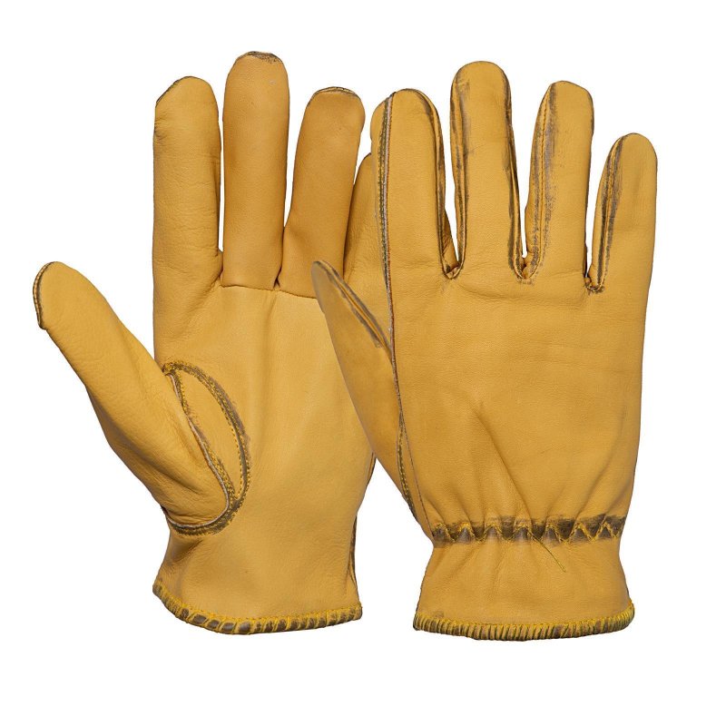 KING KEROSIN Herren Biker-Handschuhe im Vintage-Look gelb M