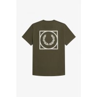 FRED PERRY T-Shirt mit Grafik-Print militärgrün