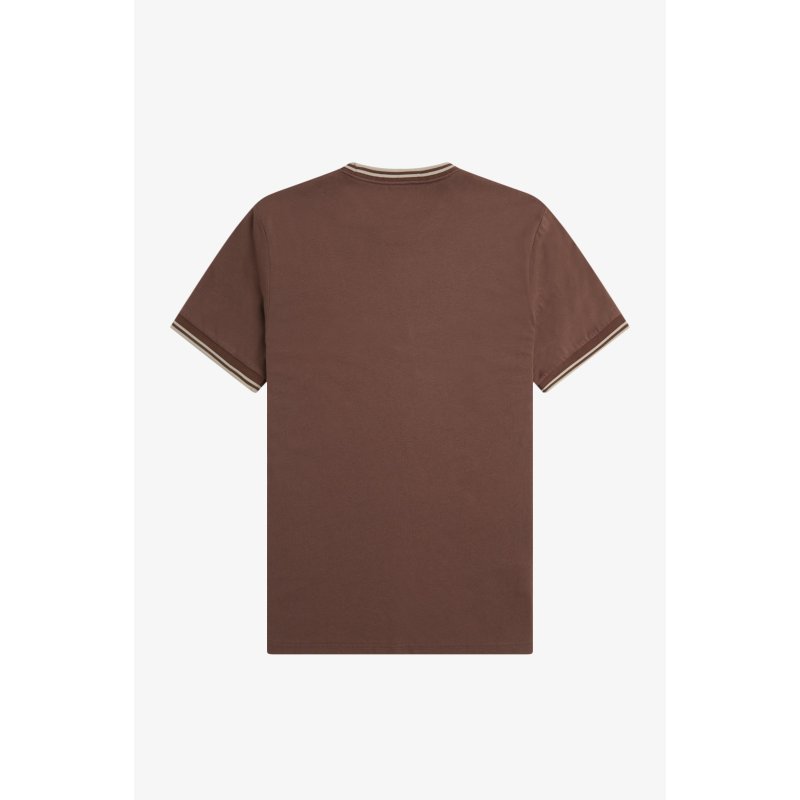 FRED PERRY T-Shirt mit Doppelstreifen tawny port